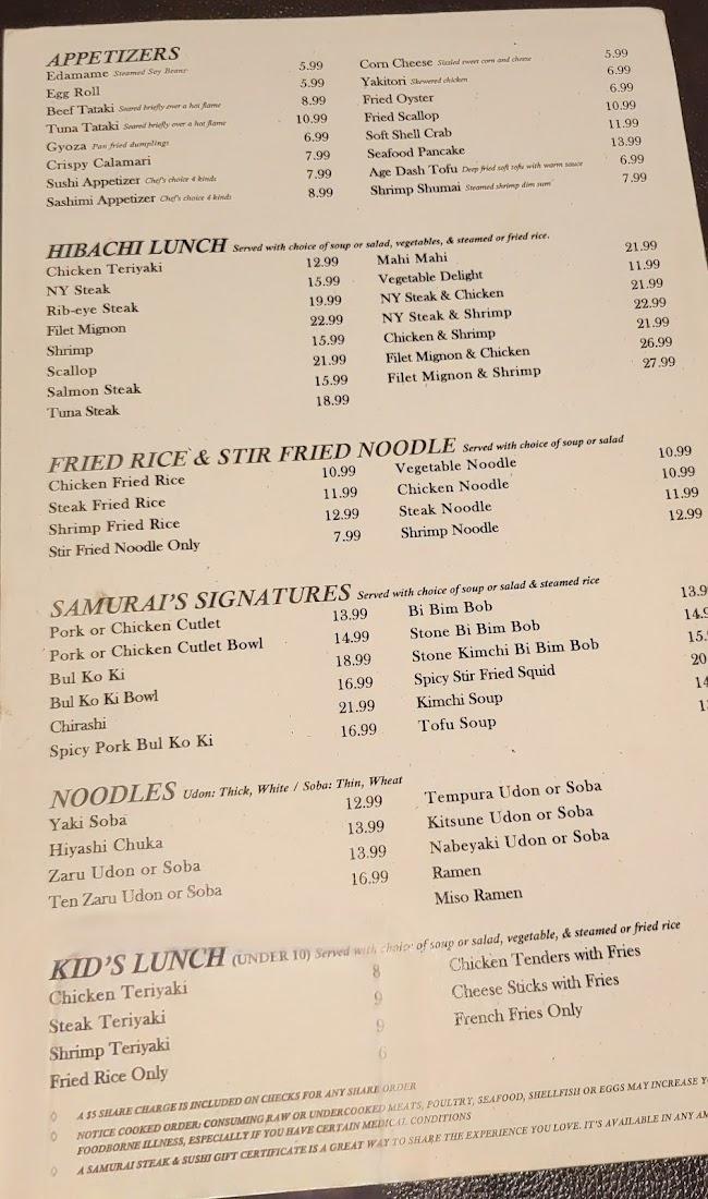 Samurai Steak and Sushi